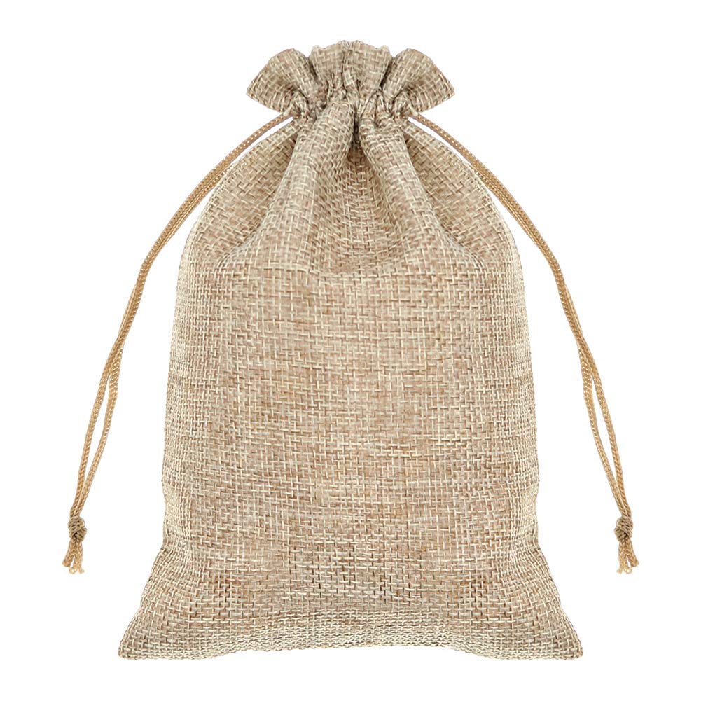 Yinitoo 20Pcs 13x18Cm Brown Linen Burlap Bag, Mini Lightweight Gift Bags Breathable Pouches with Drawstring Packing Storage Jute Sacks for Wedding, Party, Birthday, DIY Craft