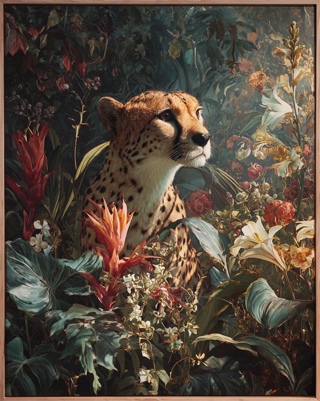 RKFLGEW DIY Bead Embroidery Kits Leopard and Flowers 30x40cm