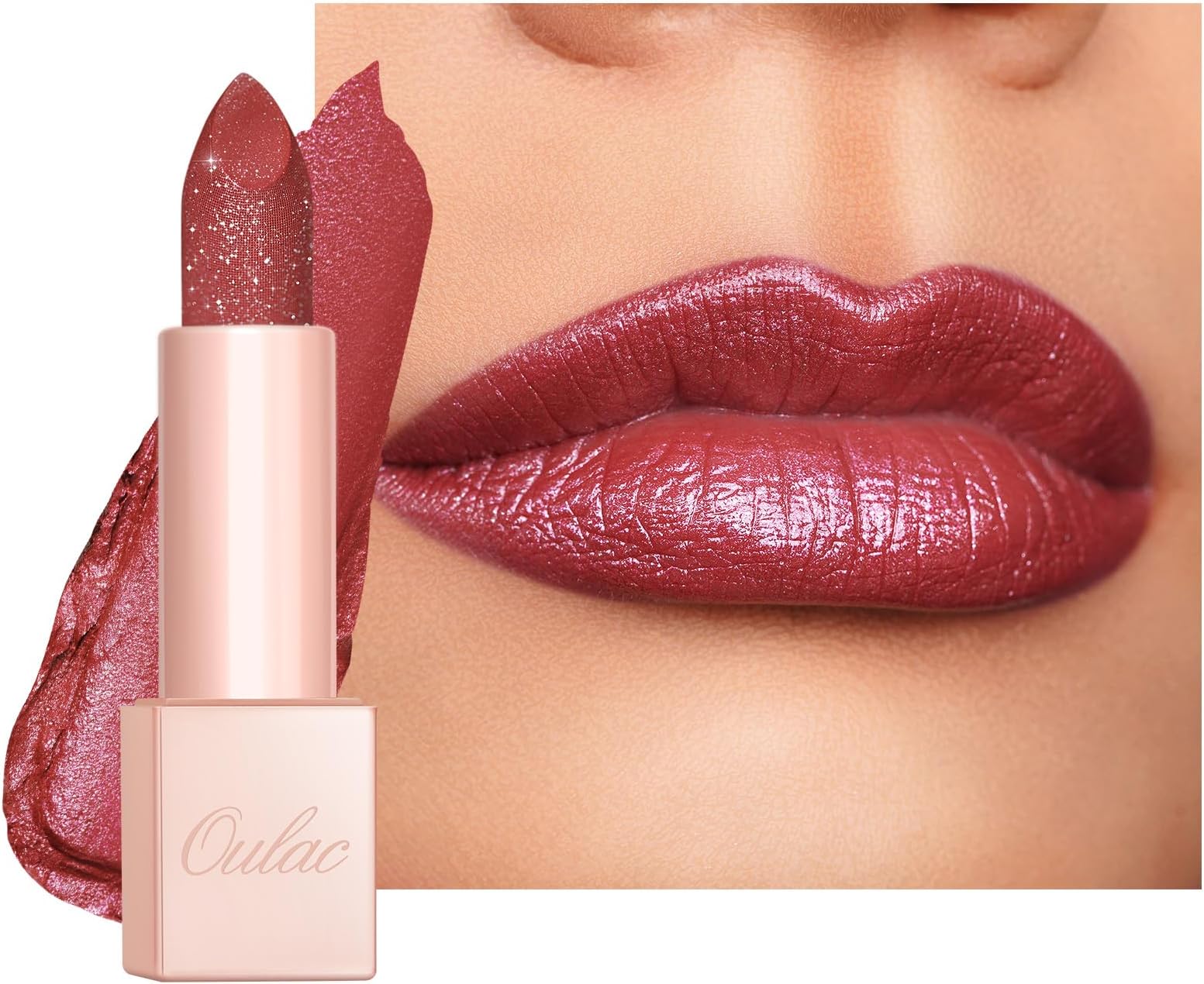 Shimmer Rose Lipstick for Women, Infinity High Shine Finish, Hydrating Lip Color Infused with Damask Rose Oil for All-Day Comfort, Gluten-Free Vegan Beauty, D04 Brunt Rose