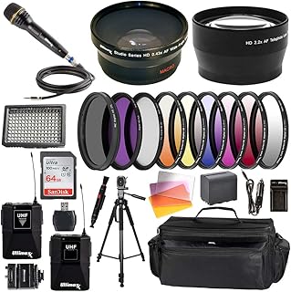 Ultimaxx Professional Accessory Kit for Sony HXR-mc2500,HXR-mc2500E, HXR-mc2000, MC1500E Shoulder Mount AVCHD Camcorders; Includes: Wireless Mic Kit, SanDisk Ultra 64GB Memory Card, and More