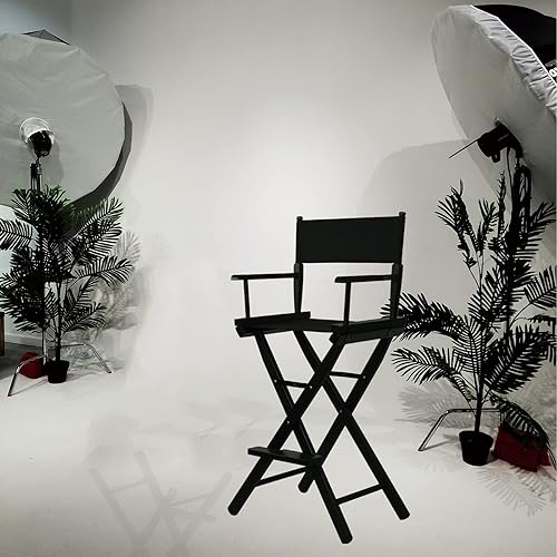 Miniatura 2 de Tall Directors - Silla plegable de 46 pulgadas, silla de maquillaje negra para artistas de maquillaje, capacidad de 250 libras, madera dura maciza,