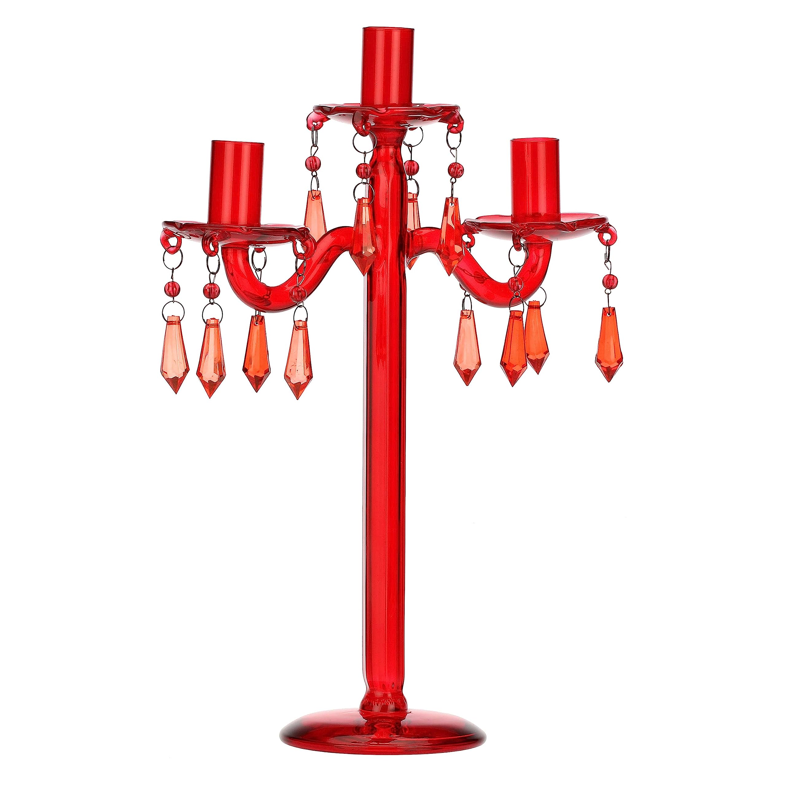 Candelabro gocce rosso 3 bracci in vetro Luminando