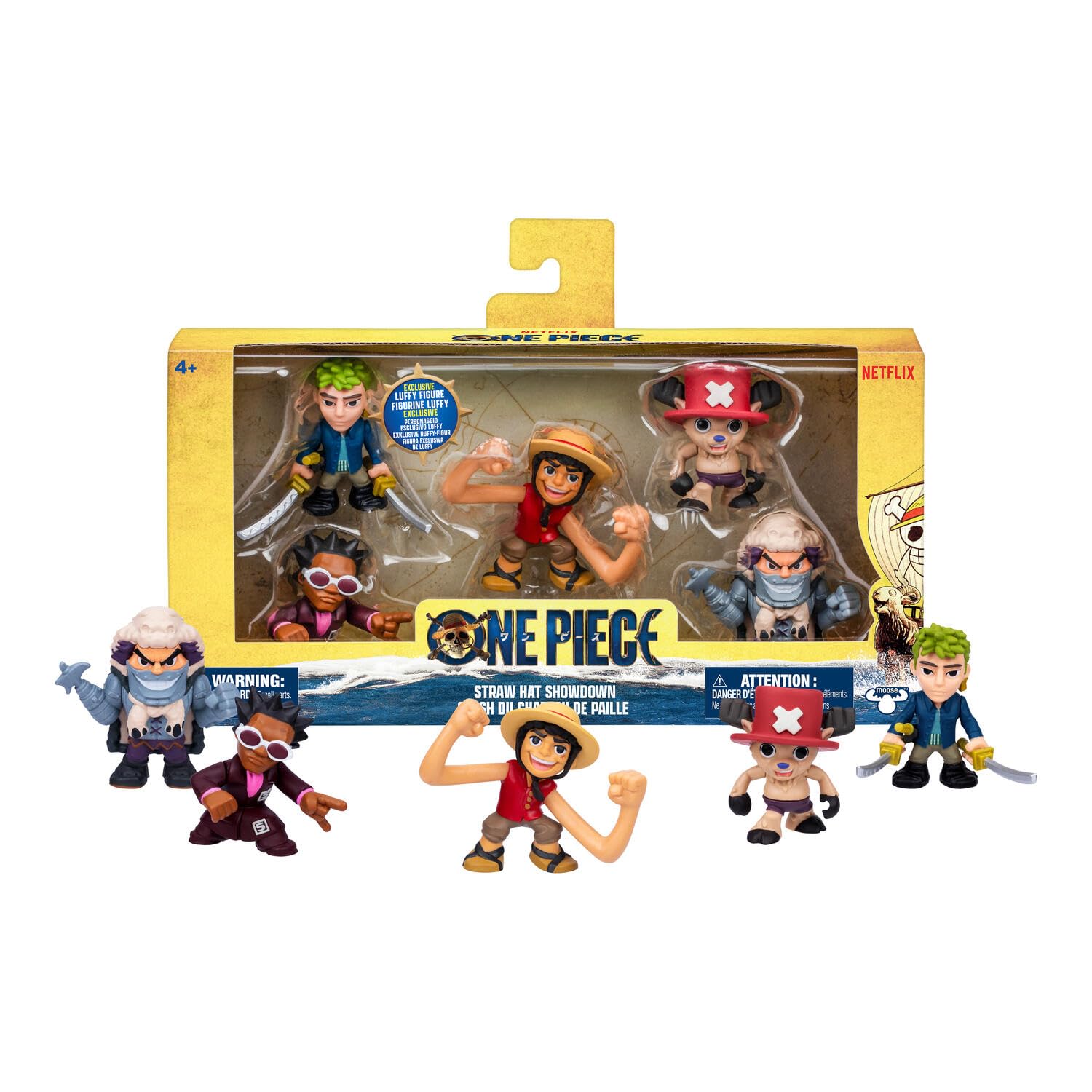 Coffret 5 Figurines Miniatures Affrontement One Piece – édition Live Action Netflix, 5 Personnages de 5 à 6,35 cm : Luffy, Zoro, Chopper, Mr. 5 et Wapol, Collectionne-Les Tous !