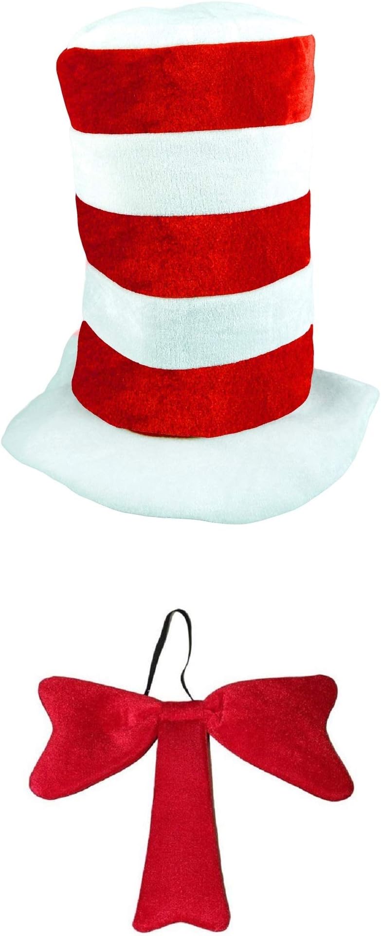 Childrens Adults Tall Hat World Book Day Week Cat Theme Fancy Dress Costume Striped Hat and Bow Tie