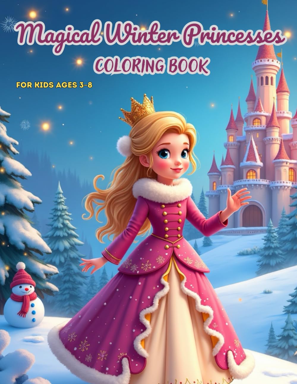 Magical Winter Princesses Coloring Book: Castles, Fairy Tales & Christmas Scenes for Kids Ages 3–8