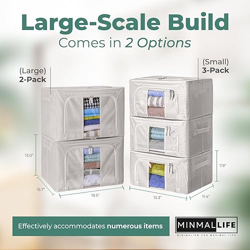 Miniatura 7 de Bolsa de almacenamiento de alambre de hierro - Cajas de almacenamiento plegables - Organizador de almacenamiento de sábanas - Caja de ropa - Bolsas