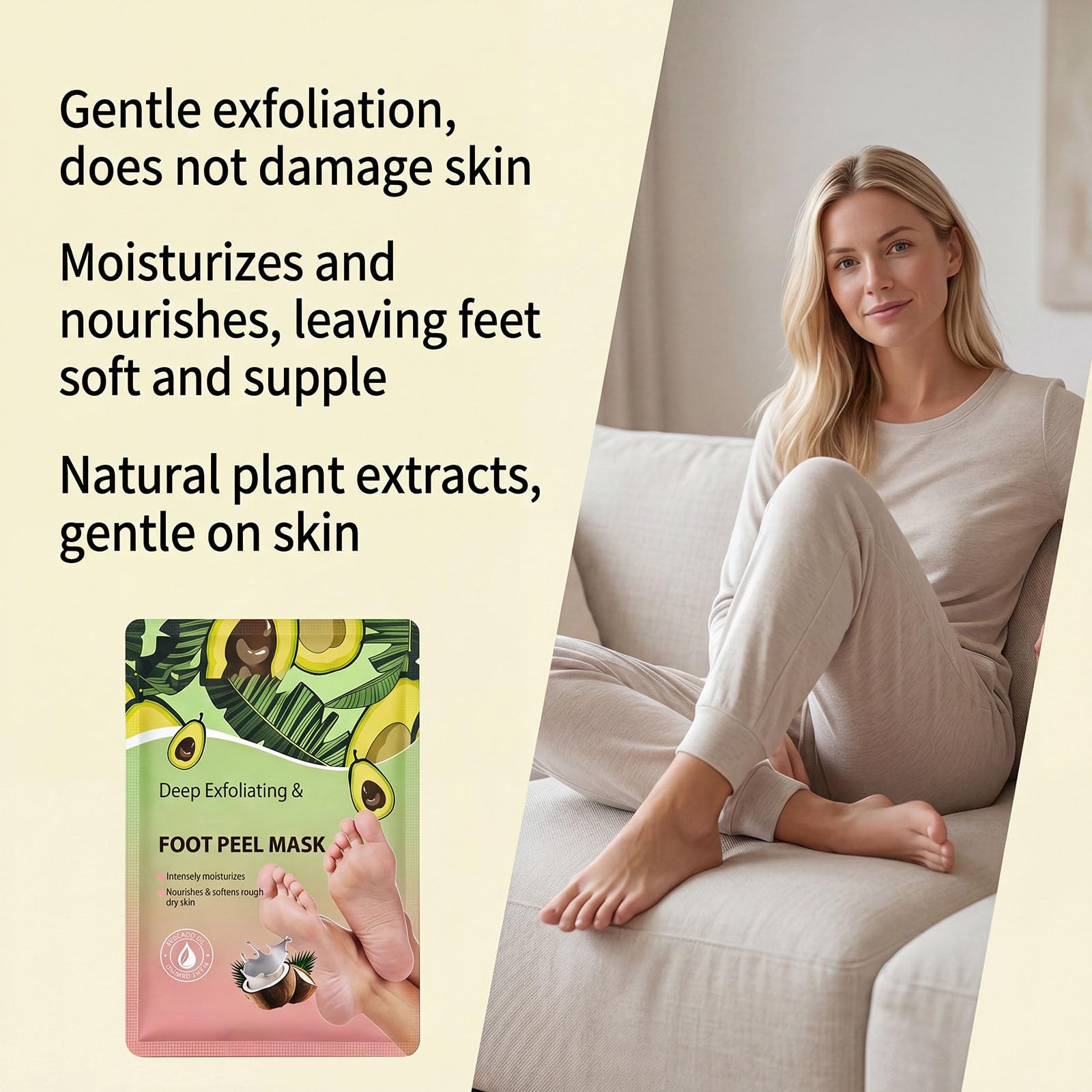 Maschera Idratante Peeling Piede con Olio di Avocado, Calze Maschera Esfoliante Delicato per Tacchi e Calli screpolati, Rimozione della Pelle Morta, Cura Idratante dei Piedi per Piedi Morbidi (9PCS)