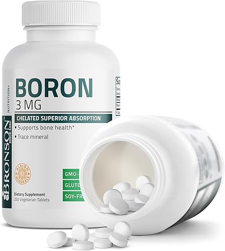 Miniatura 6 de Bronson Boro 3 mg quelatado absorción superior apoya la salud ósea traza mineral, sin OMG, 250 tabletas vegetarianas
