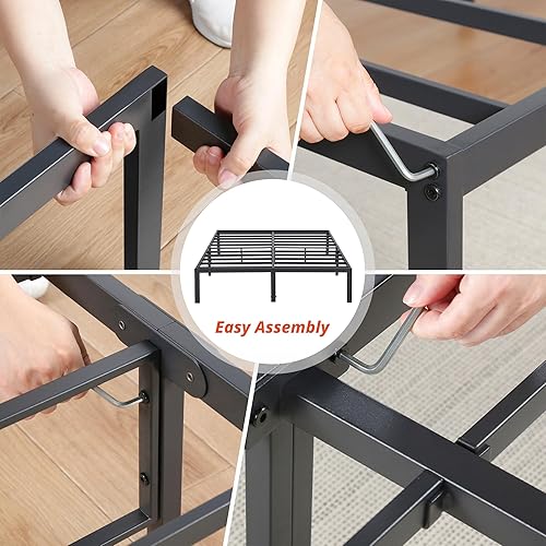 Miniatura 26 de PrimaSleep PT-2000 Marco de Cama de Acero Antideslizante de 35.5 cm de altura, simple y resistente, Acero, Negro