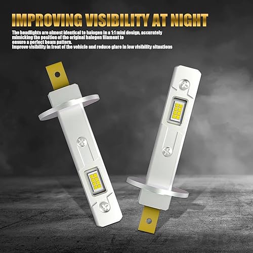 Miniatura 7 de Pack-2 Bombillas H1 para automóvil, bombillas antiniebla de tamaño mini 1:1, kit de luz para automóvil H1, luces de automóvil de 12 a 24 V,