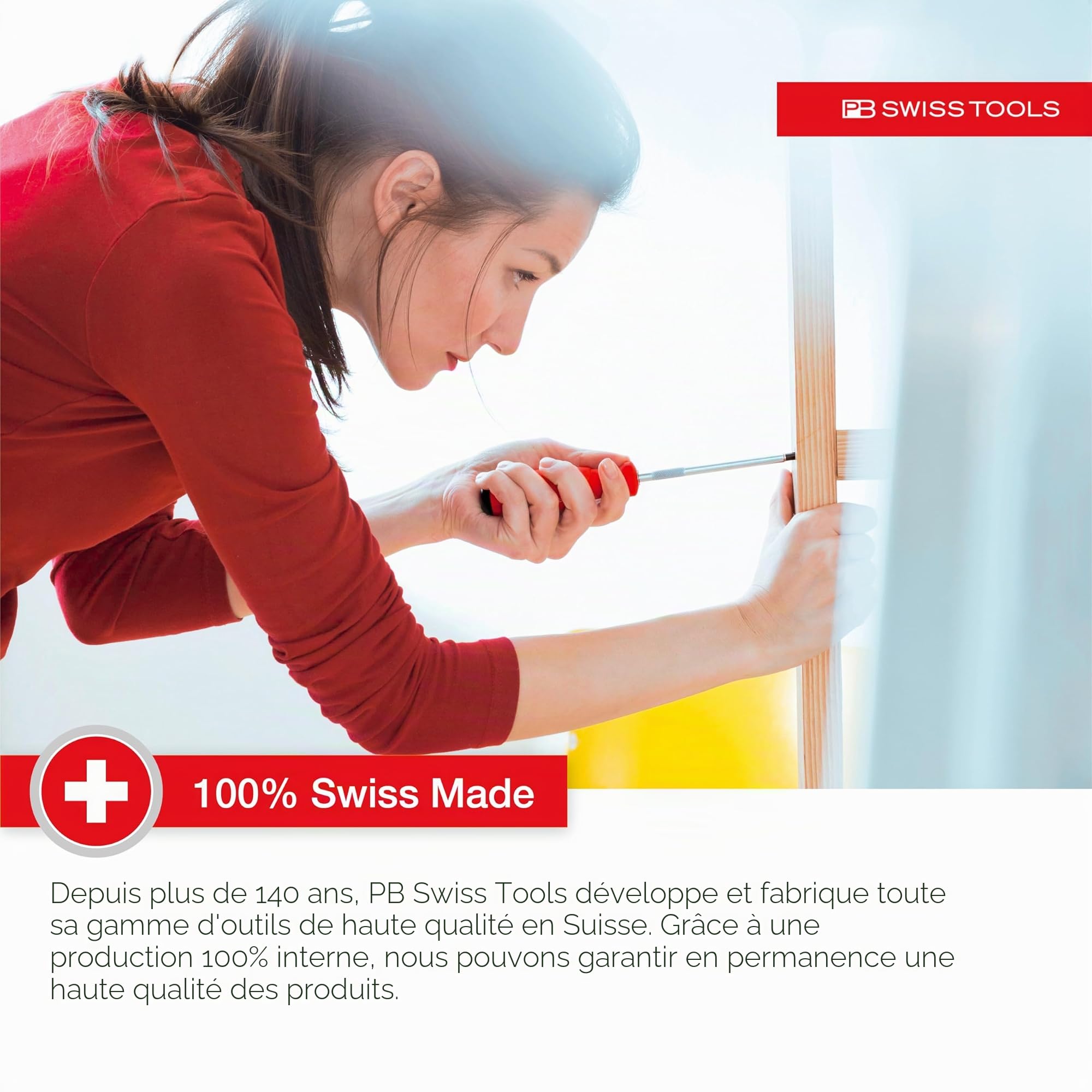 PB Swiss Tools Lot de 6 tournevis plats PB 8240 | 100% suisse | Lot de 6 tournevis SwissGrip taille 1/2/3/4/5/6 avec support mural pratique