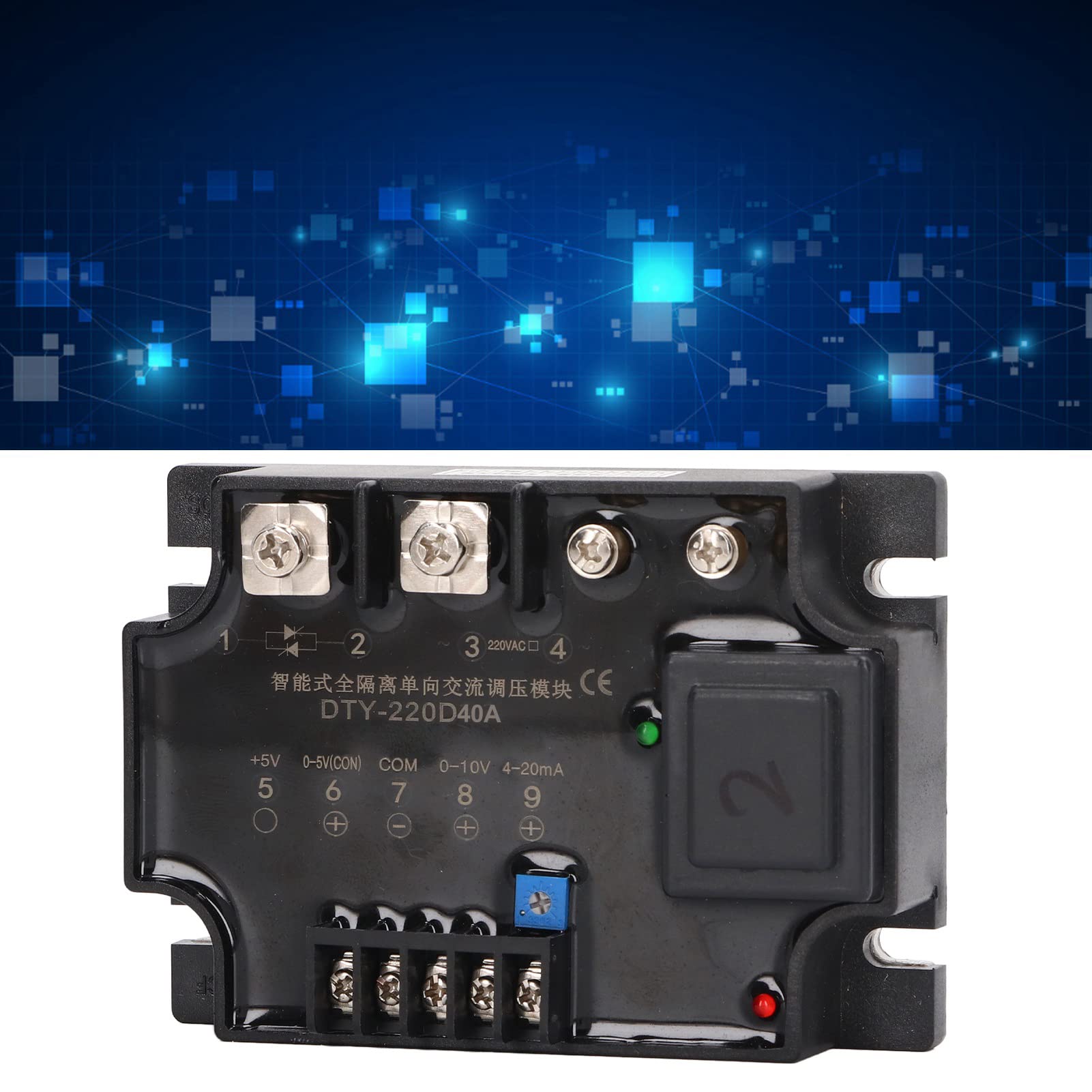 Regulador de Voltaje Monofásico, Chip Tiristor, Módulo Regulador de Voltaje Multientrada Multifunción de 220V para Sistemas de Iluminación (40A)