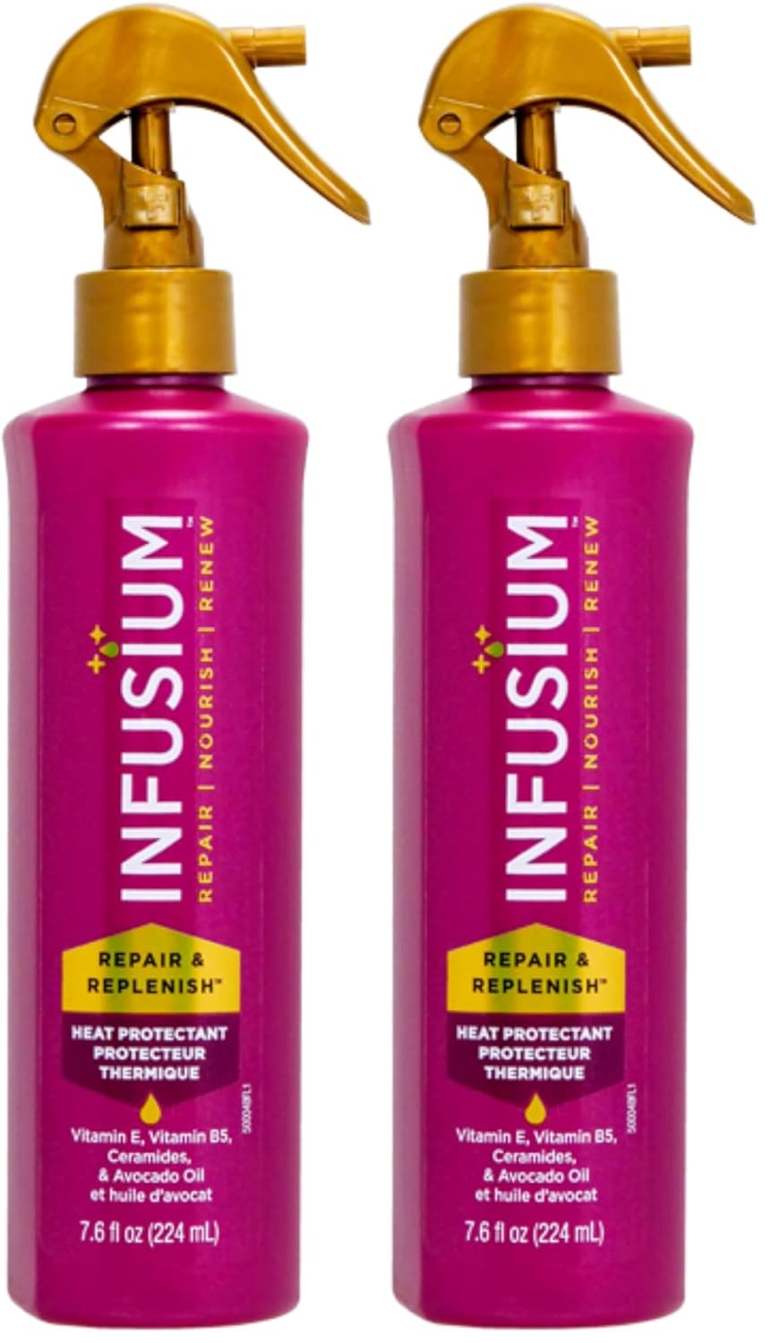 Infusium Repair and Replenish Heat Protector - Nourishing Heat Protection Spray for Hair with Vitamin E and Avocado Oil - Moisture Lock - 7.6 oz (Pack of 2)