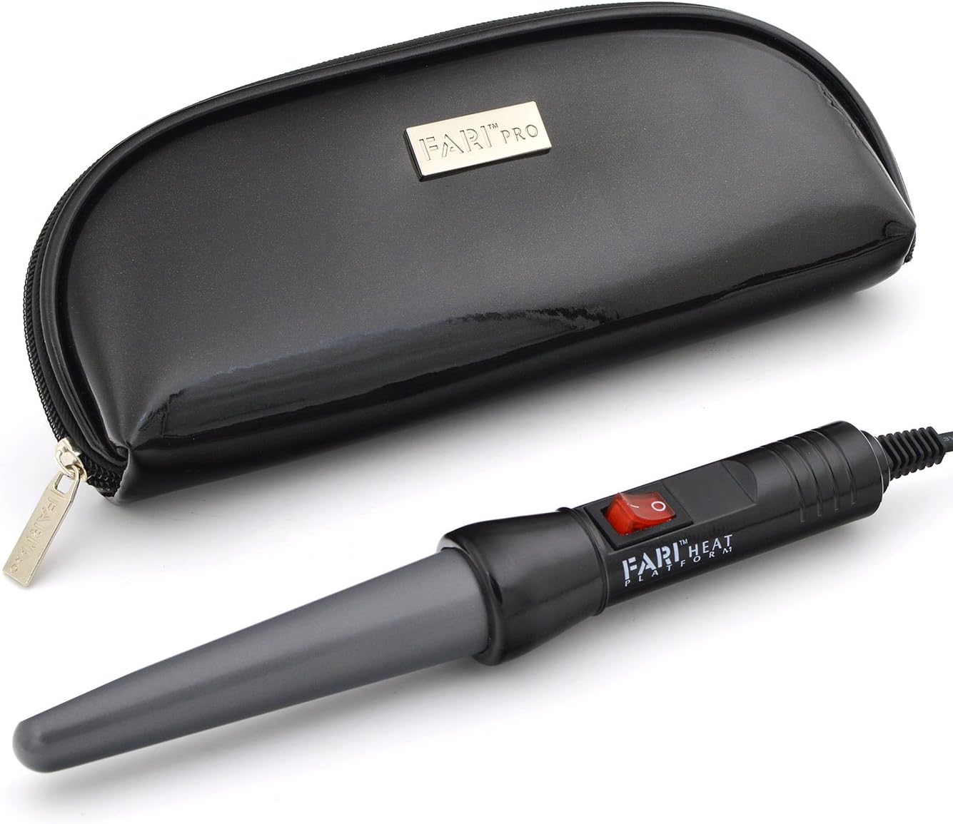 FARI Travel Mini Hair Curling Wand with Ceramic Tourmaline Coating, Dual Voltage Clipless Crimper Creates Salon Grade Wavy In Minutes, Heat Resistant Glove and Travel Pouch Included, Black