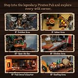 PAN TASY Ensemble de Construction Taverne de Pirates, Architecture Modulaire d’Épave, avec Bar Terrasse, Bouteille de Rhum Géante – Kit de Blocs Nautiques pour Adultes - 5