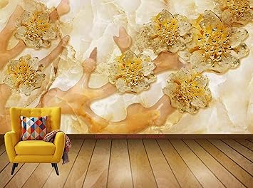 Avikalp Exclusive AVZ0396 3D Jewel Jade Carving Marble Texture Background Wall HD 3D Wall Sticker(182cm x 152cm)