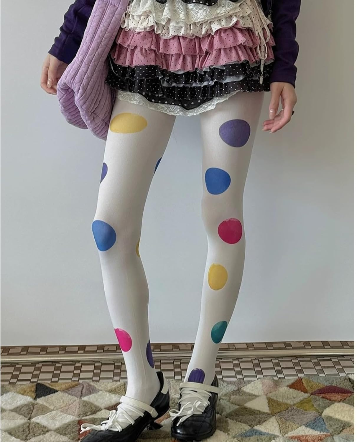 Womens Patterned Funky Tights Harajuku Kawaii Printed Colorful Tights Whimsy Twee Stockings Y2k Emo Whimsigoth Clothes