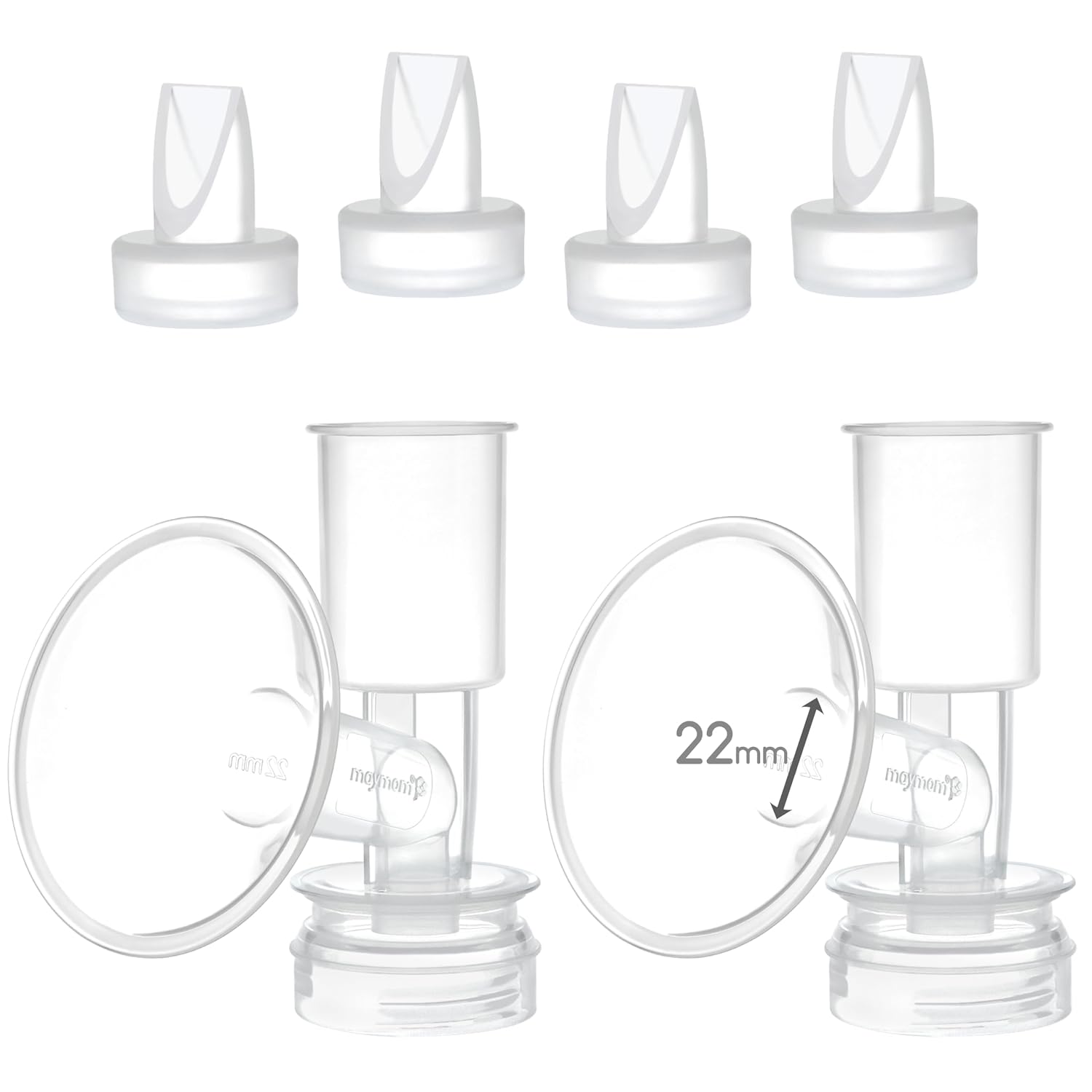Maymom Non-Insert, One-Piece Small Flange Kit Compatible with Ameda Purely Yours, Ultra Breastpump (Flange 19 mm XS, Extra Samll), with Duckbill; Not Original Ameda Flange or Duckbill