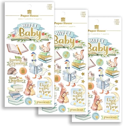 Paper House Productions Paquete de 3 calcomanías 3D Sweet Baby