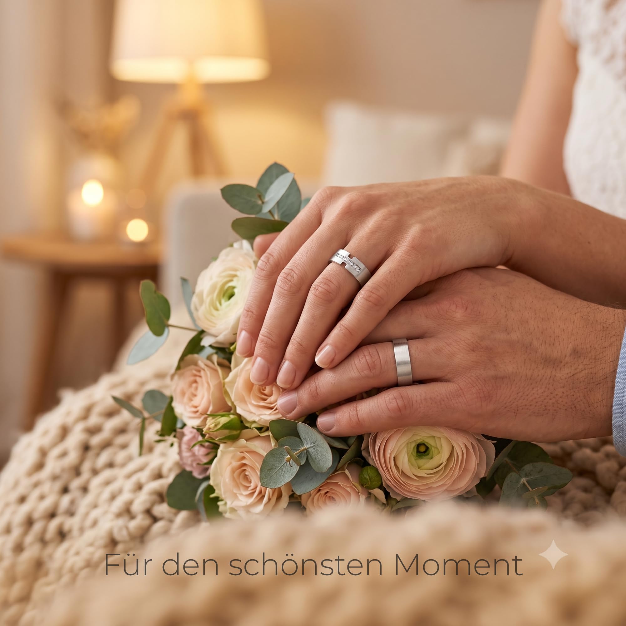 Kolibri Rings Eheringe Verlobungsringe Silber 925 7 Zirkonia Steine Set - Gratis Gravur und Etui