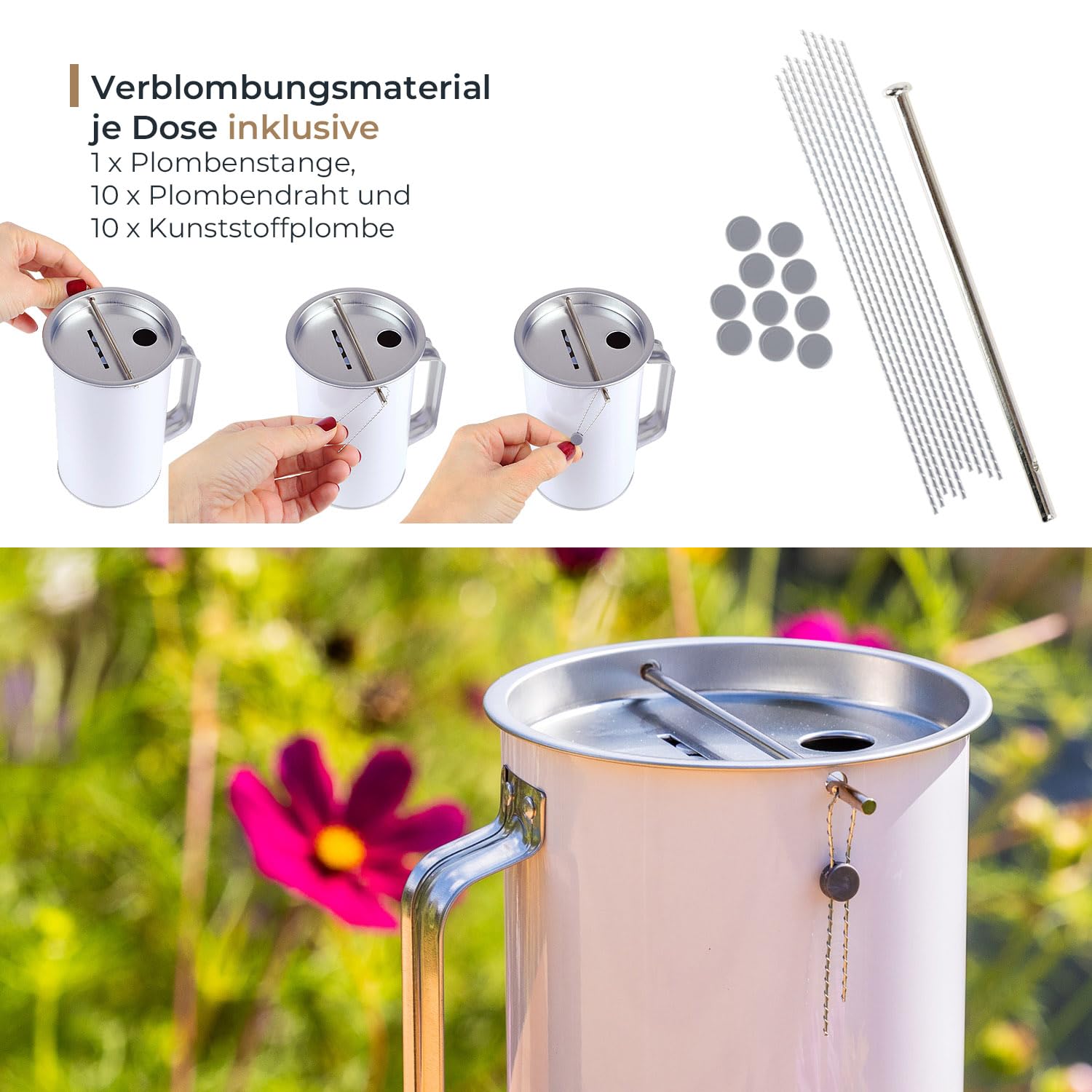 HMF 4800057-5 x Spendendose 10,0 cm Ø, 14,5 cm hoch mit Griff, inkl. Zubehör