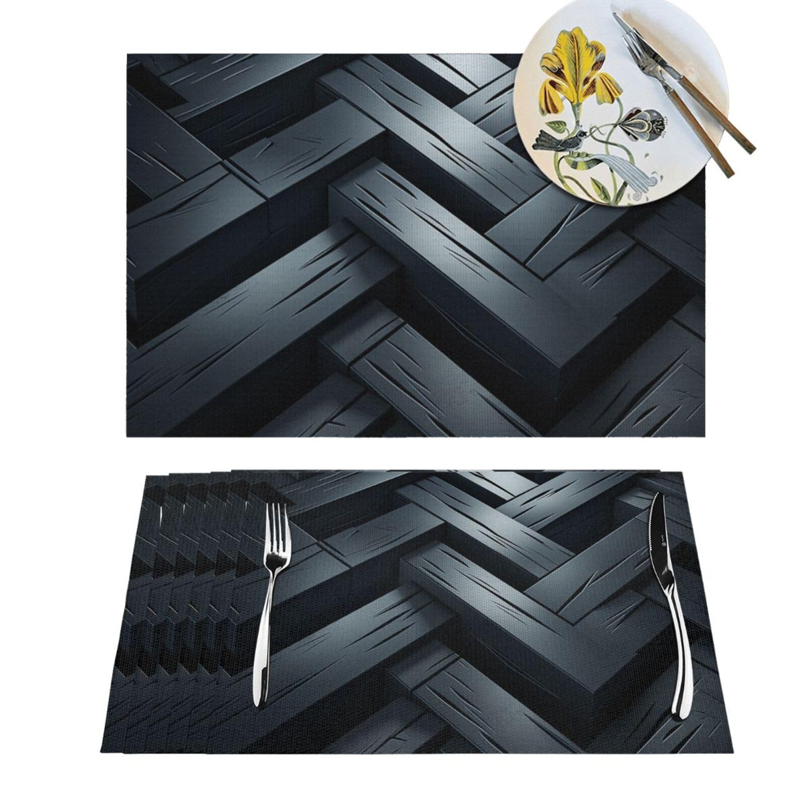 Sets de table antidérapants et lavables noirs pour protection cuisine