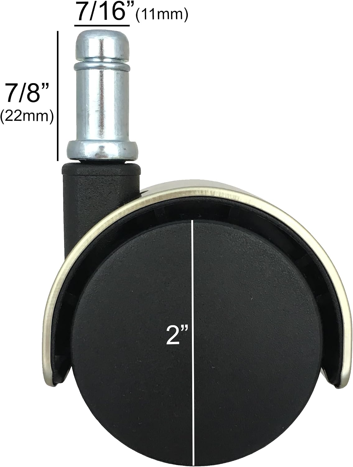 2" Antique Brushed Brass Hooded Replacement Office Chair Caster Wheels - Set of 5 - S5306