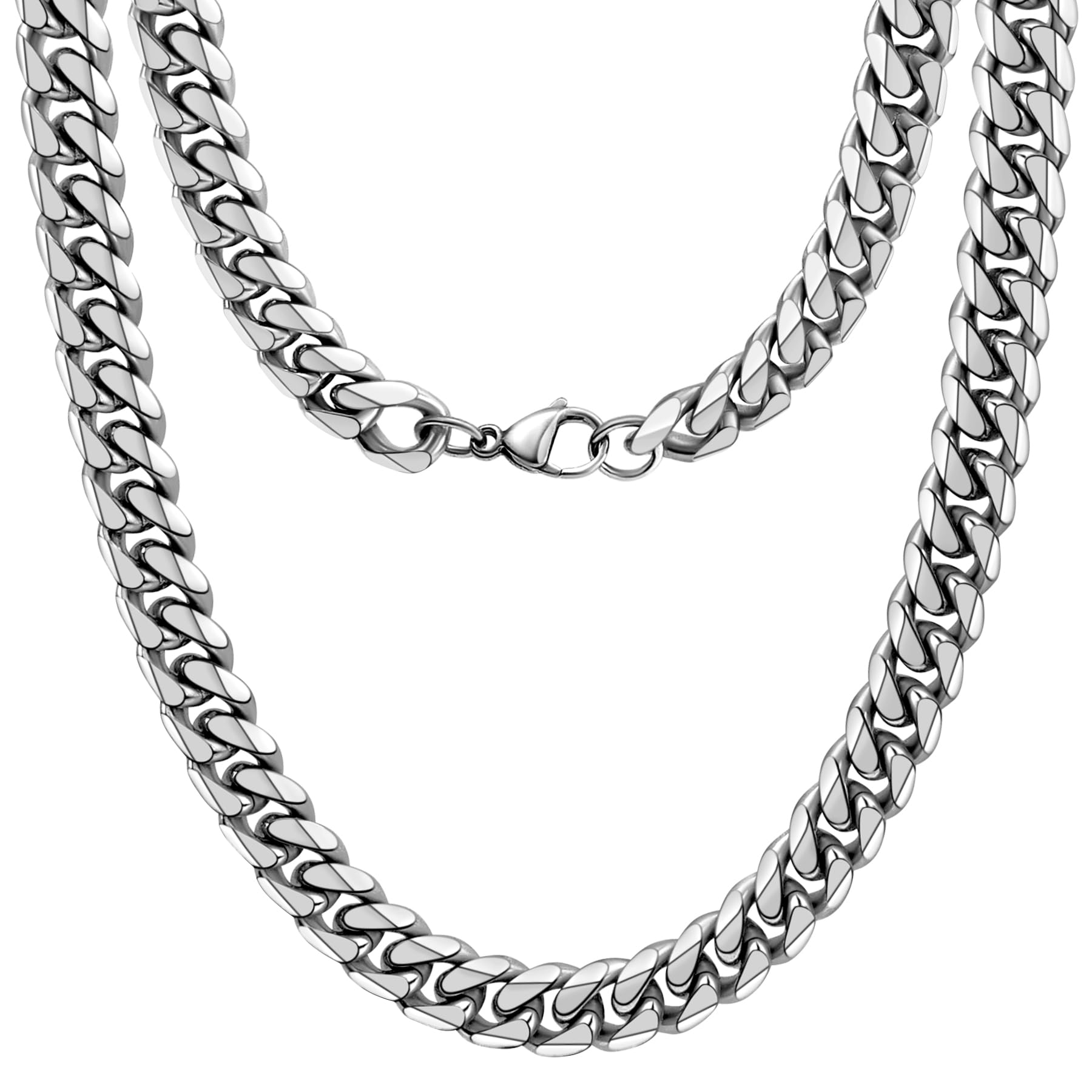 Oaldilee Stainless Steel Cuban Chain Necklace for Men Women, Real Gold/Black Plated Mens Chain Curb Chains, 3/5/7/10/12mm width, 18, 20, 22, 24, 26, 28, 30 Inch Jewelry Gift