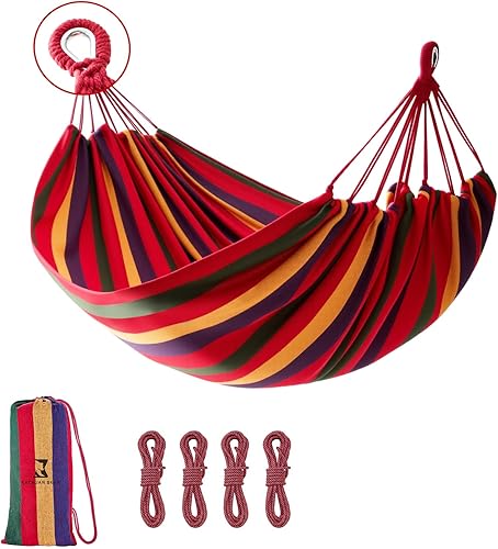 Hamaca Rainbow Hamaca de algodón, hamaca de tela cómoda con correas para árbol para viajes, patio, jardín, hamaca colgante resistente de hasta 660