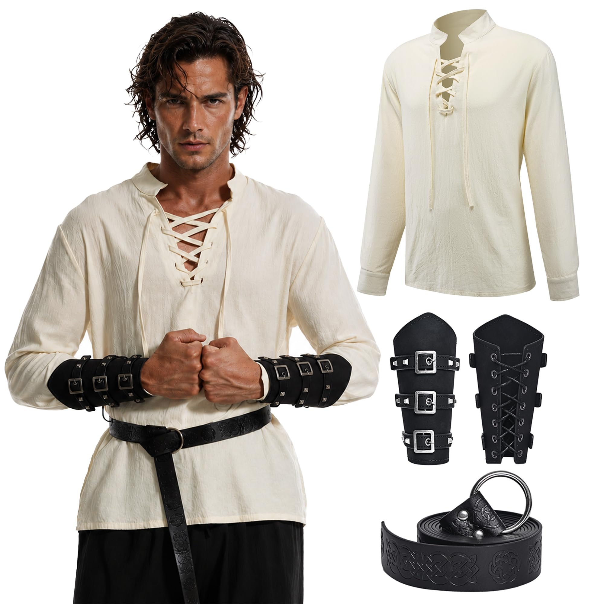 Paire De Protège-poignets Viking En Similicuir – Boucle Gravée, Fermeture Par Cordon – Pour Cosplay Et Théâtre