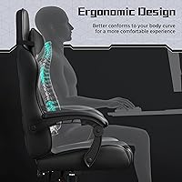 Vista 8 de Yaheetech Gaming Chair, Computer Office Chair with Headrest and Massage Lumbar Support, Height Adjustable Ergonomic Chairs with Swivel Seat, Full