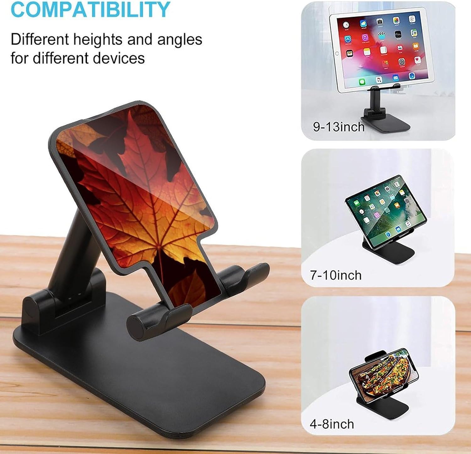 Fall Autumn Leaves Folding Cell Phone Stand, Portable Phone Holder image 3