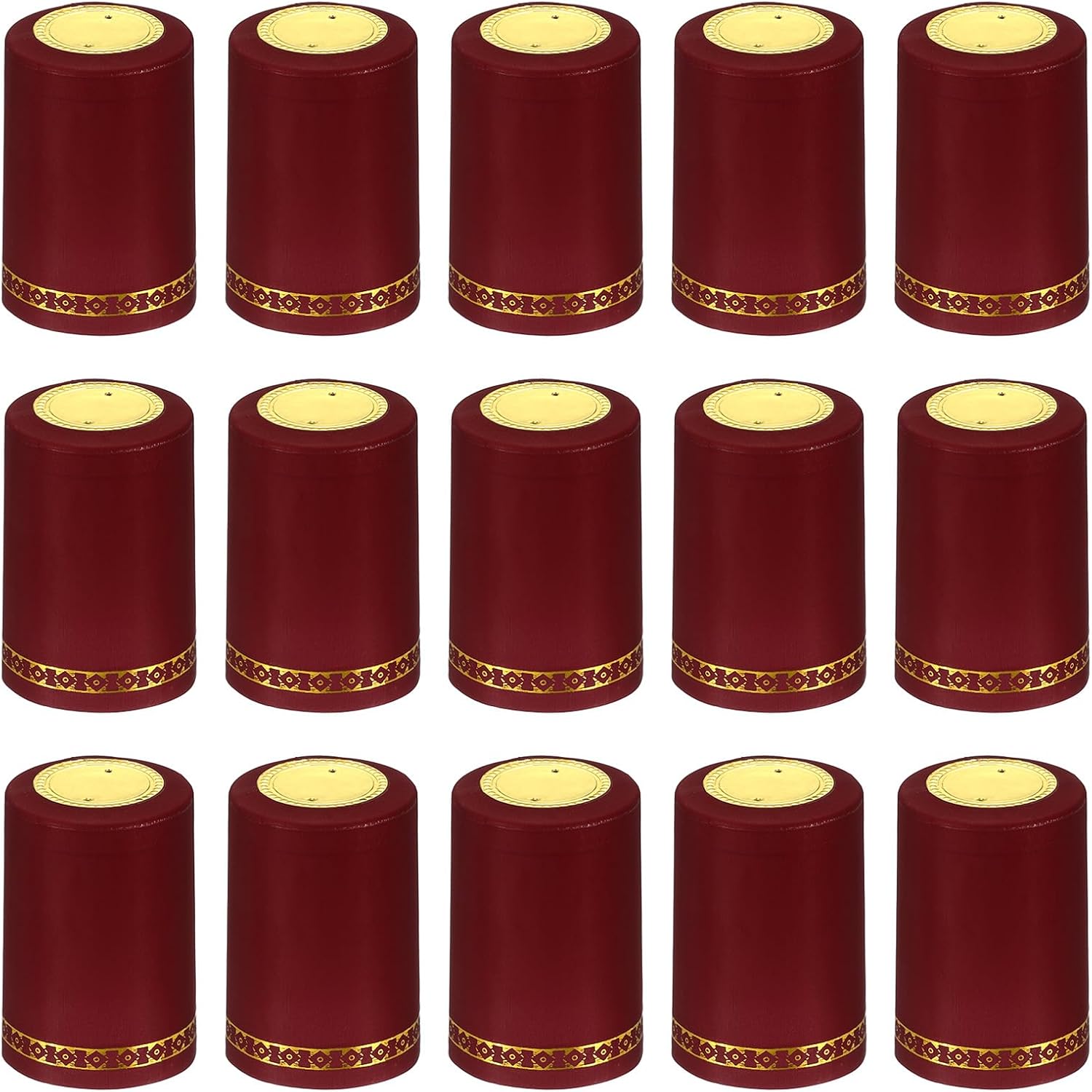 PATIKIL PVC Heat Shrink Cap for Wine Bottle, 50 Pcs 33x50mm Wine Shrink Wrap Seals Sleeves Caps Shrink Top Cover Flower Pattern for Wine Cellars Home Kitchen Use, Red