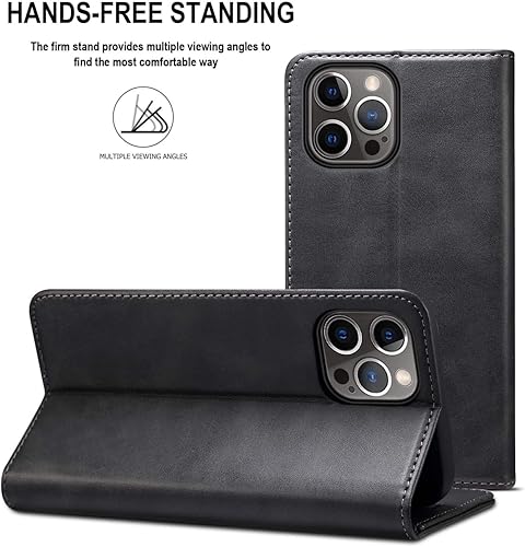 Miniatura 4 de SINIANL Funda compatible con iPhone 12, iPhone 12 Pro con tarjetero y tarjetero de cuero plegable con función atril y cierre magnético para iPhone