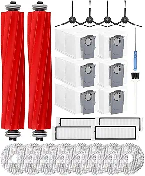 Yivy Juego de Accesorios de 26 Piezas para Roborock Q Revo/P10（No para Qrevo S） Accesorios Robot Aspirador Piezas de Repuesto con 2 Cepillo Principal, 6 Bolsas de Polvo, 8 Mopp Paños, 4 Filtros