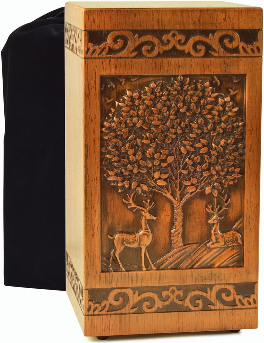Wooden Cremation Urn for Human Ashes, Adult, Male/Female, Large, Design, Tree of Life 250 lbs Capacity