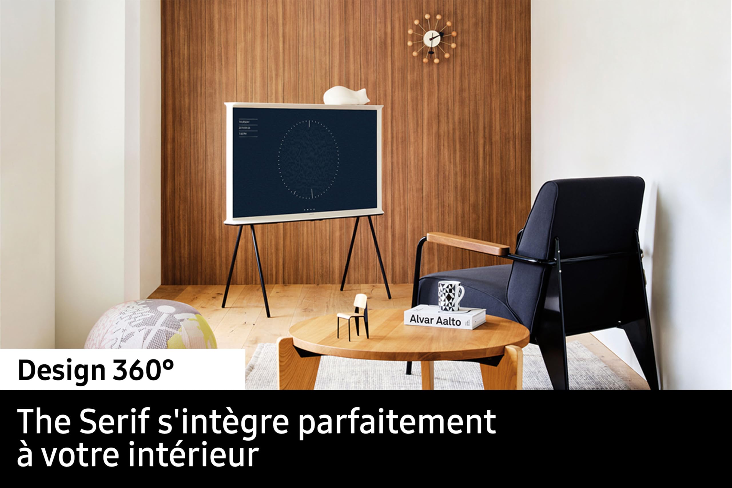 Samsung TV The Serif Vert 55 Pouces QLED TQ55LS01DB, Écran Certifié sans Reflets, Téléviseur Design 360°, Mode Ambiant+, Smart TV, Technologies OTS Lite, Pieds Détachables Inclus