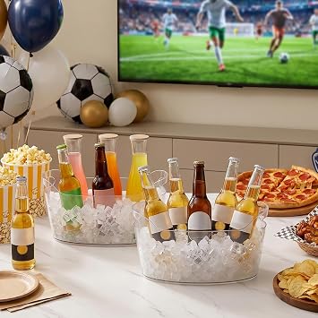 Lifewit 6.5L Ice Bucket for Parties 2 Pcs, Large Beverage Tub with Scoop, Drink Cooler for Dirty Soda Bar, Portable Champagne/Wine/Beer/Juice Table Chiller for Outdoor Bar & Mimosa Bar Supplies