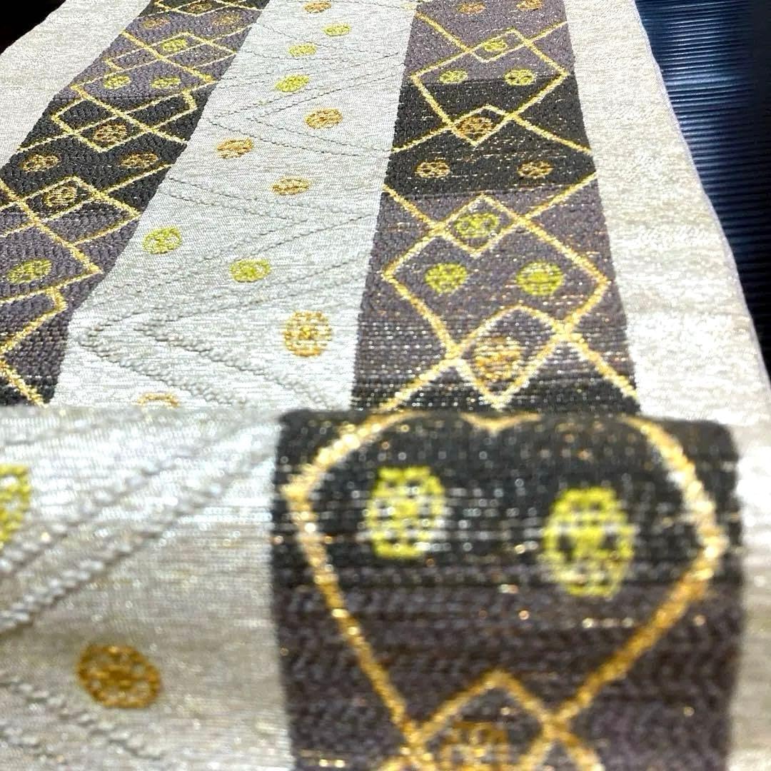 正絹 六通袋帯縦縞 抽象模様