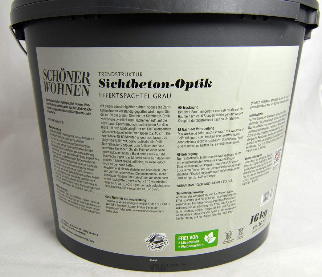 Brillux Sichtbeton-Optik Effektspachtel Grau 16 kg Trendstruktur