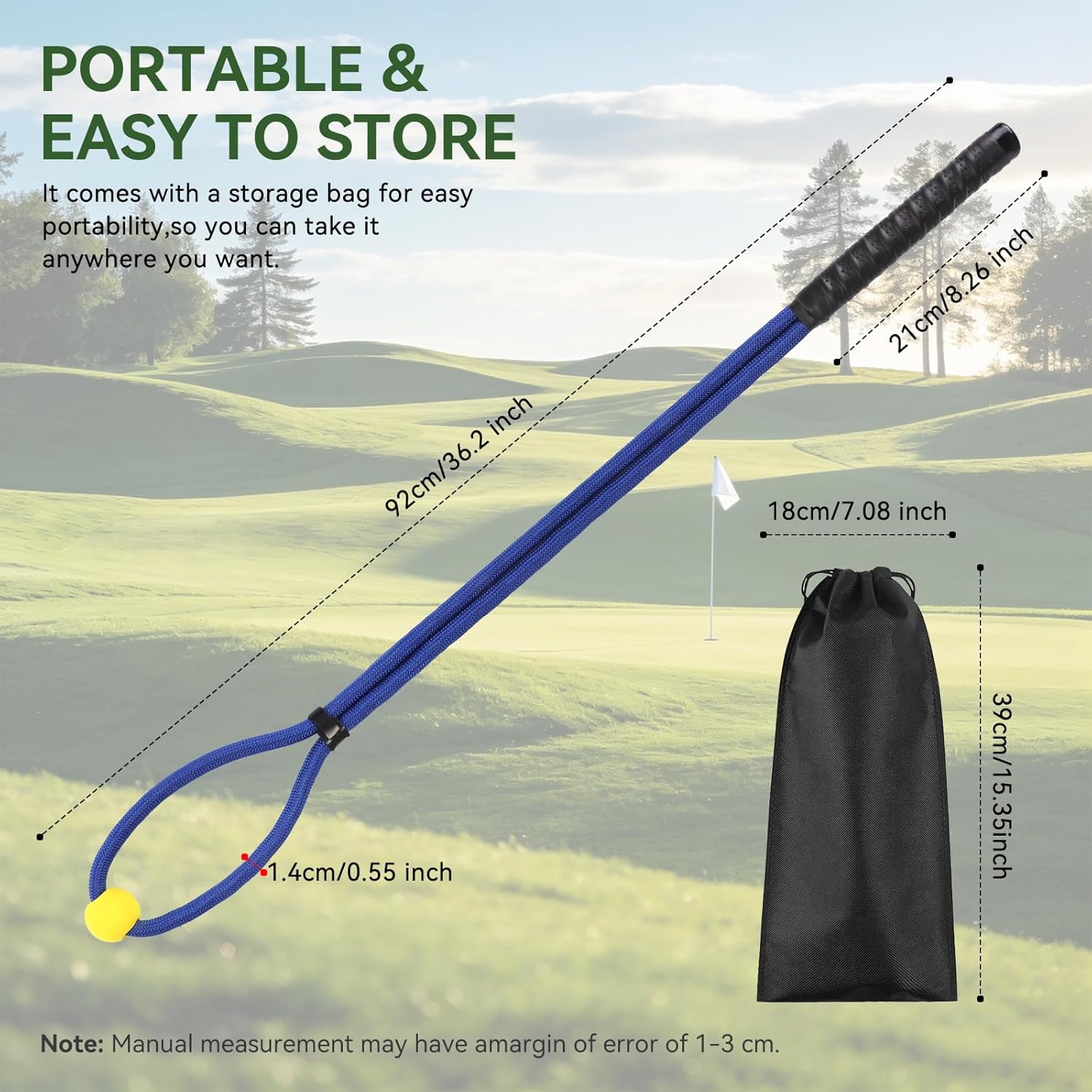 MIKOSI Golf Rope Swing Trainer, Multi-Purpose Golf Swing Trainer Adjustable Resistance to Improve Tempo & Speed, Golf Practice Equipment with Soft Weighted Ball for Indoor Outdoor Practice, Blue