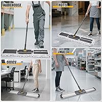 Vista 8 de 36" Commercial Dust Mops for Floor Cleaning, Masthome Professional Industrial Mop with 3 Pads, Heavy Duty Commercial Mop with 62'' Long Handle,Large