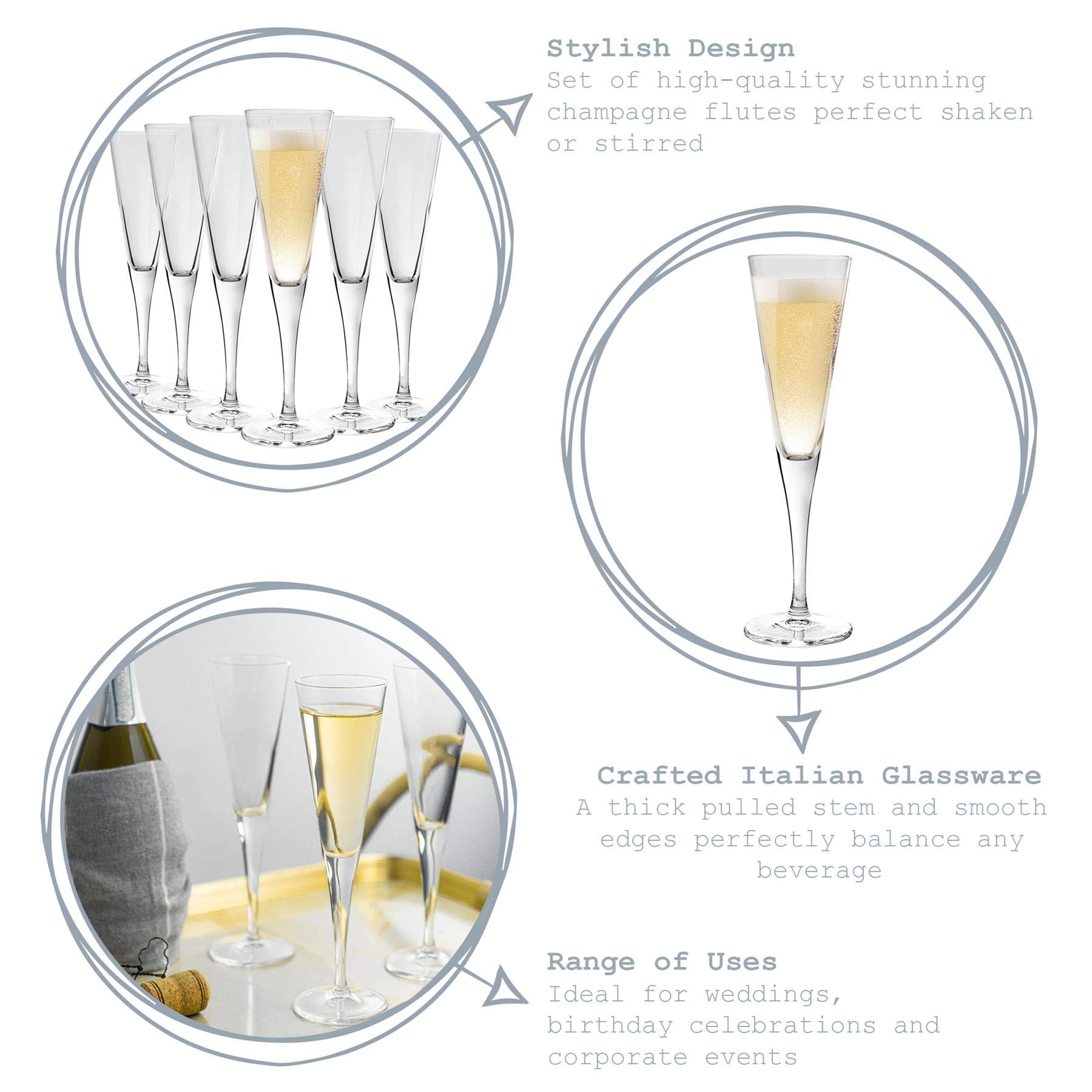 Bormioli Rocco Ypsilon Verre Flûtes à Champagne Set - 160ml - Paquet de 24