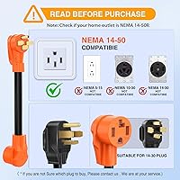 Vista 3 de Nilight Cable adaptador de cargador para secadora EV, 50 amperios a 30 amperios, 4 clavijas, cobre puro, 125 V/250 V, salida a enchufe, conversión