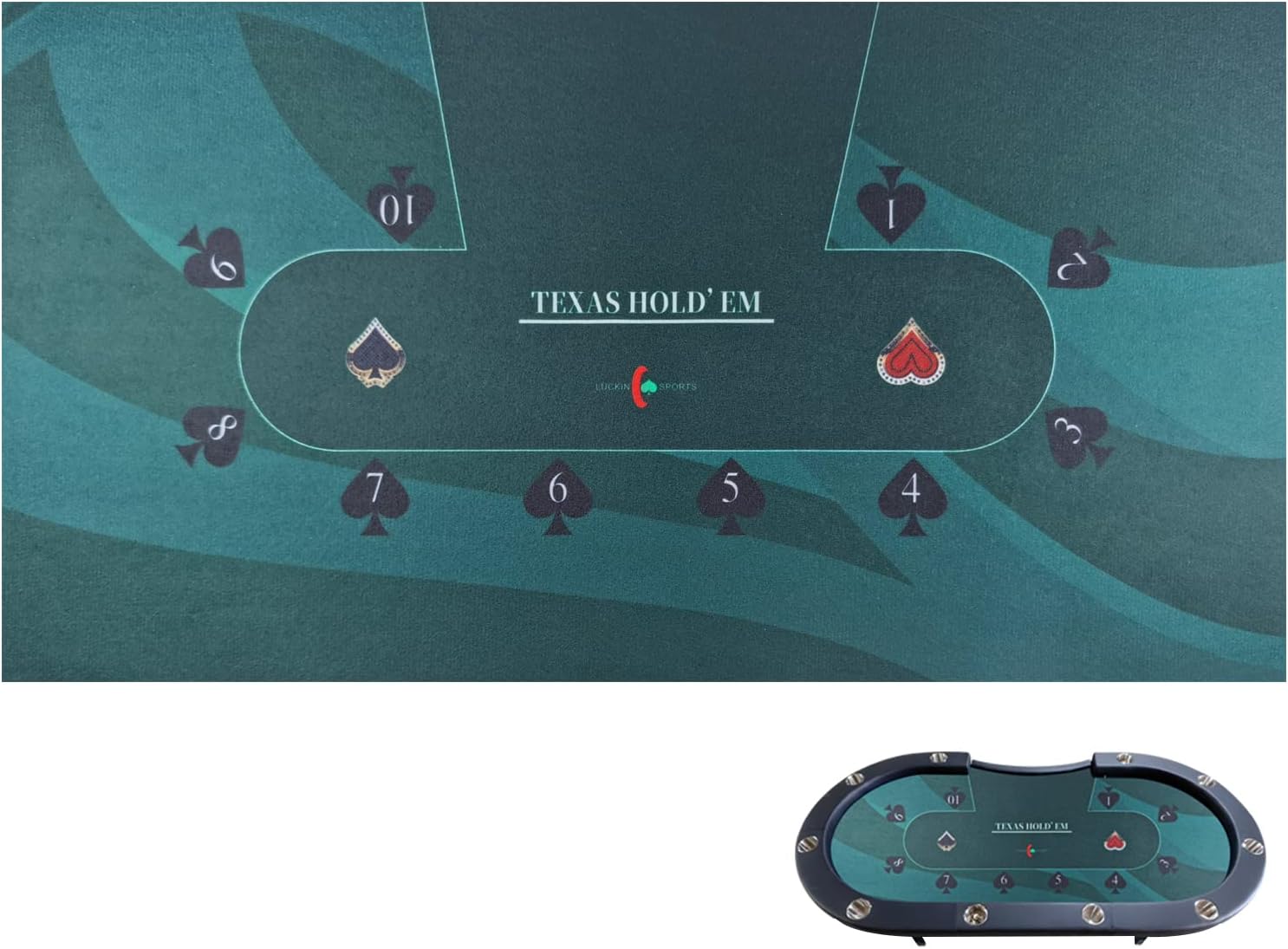 108 X 56 inch Texas Hold'em Professional Casino Poker and Gambling Table Cloth Felt. 100% Durable Fabric, Waterproof and Stain Resistant, Washable and Ironable. (Green/S)