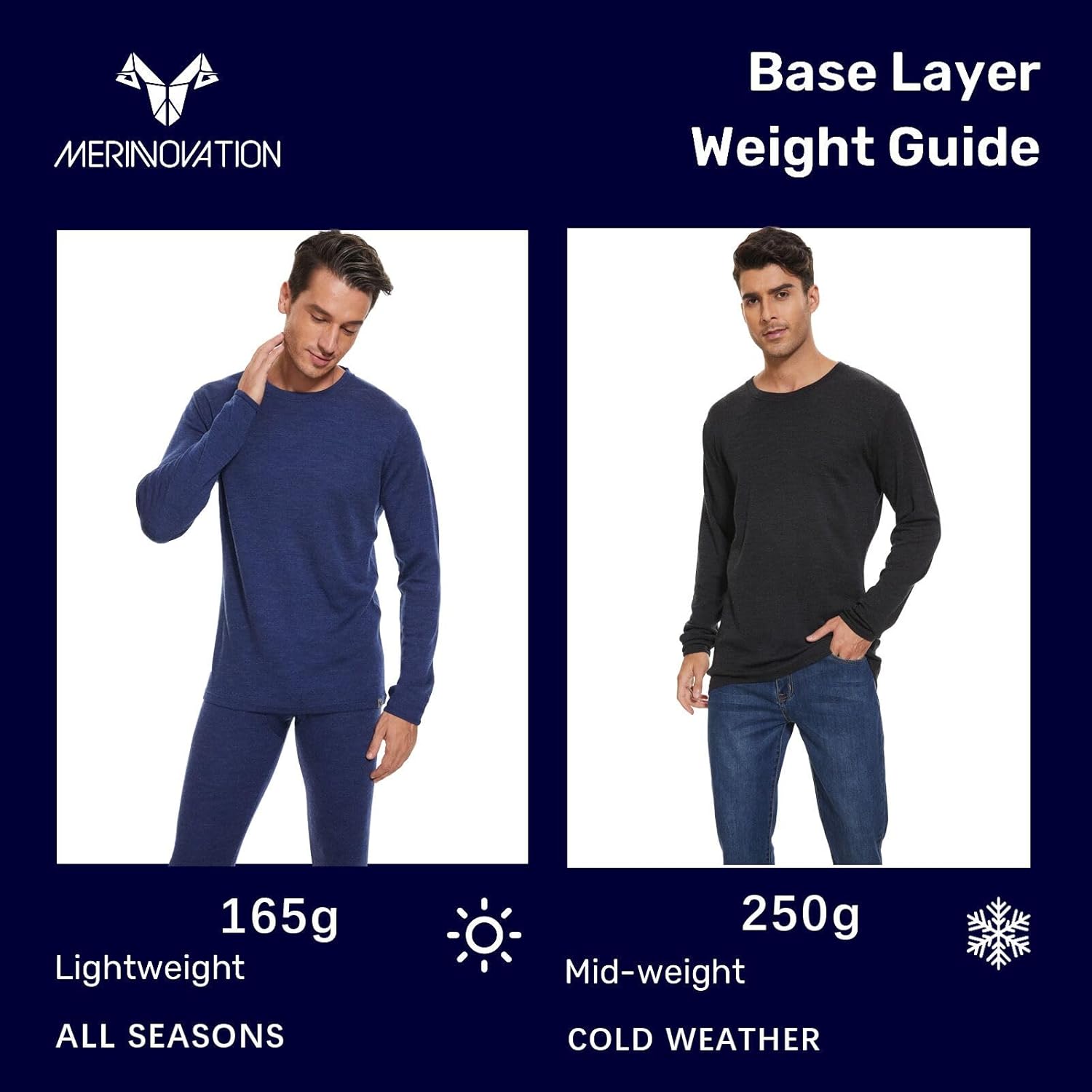MERINNOVATION Merino Wool Base Layer Mens - 100% Merino Wool Shirts for Men Long Sleeve Thermal T-Shirt Lite - Midweight Top - Image 4
