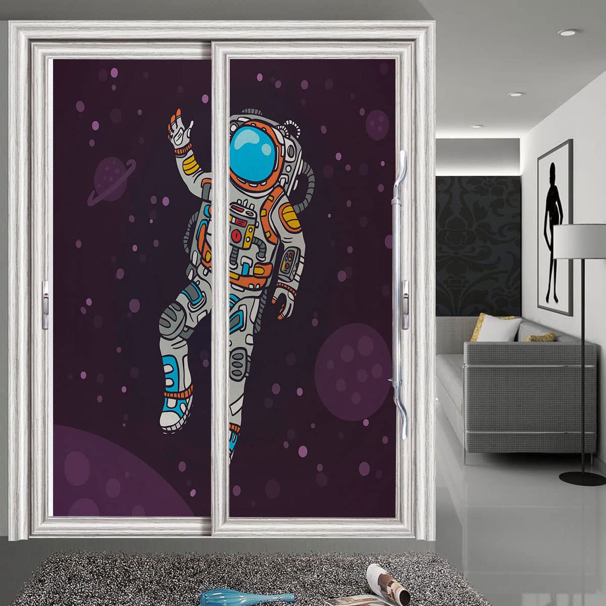 Amazon｜宇宙飛行士 漫画 窓 粘着 ステンドグラス ステンド