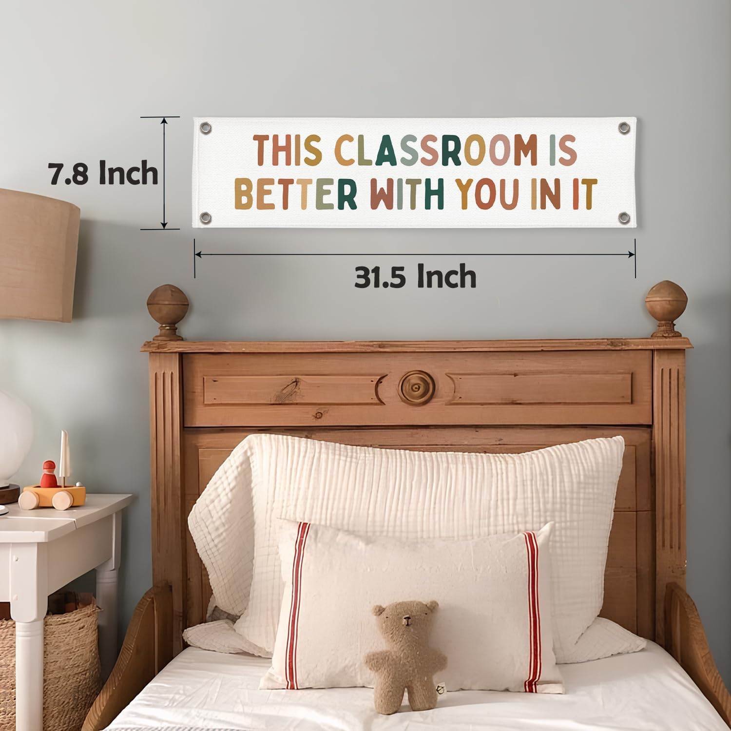 Classroom Decor, Boho Classroom Wall Hanging Canvas Banner, Welcome Sign Back To School Canvas Banner Wall Decor for Teacher, This Classroom Is Better With You In It 7.8x31.5