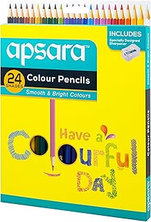 Apsara Colour Pencils | Brilliant colours | Hex Shape | Easy Grip | Superior lead quality | School & college use (24 Full ... Price In India