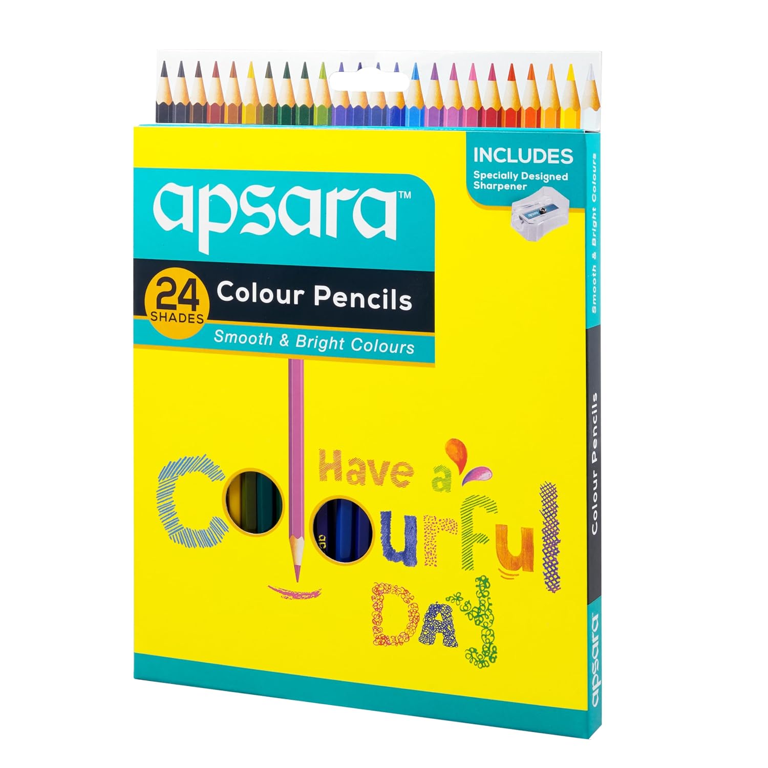 Apsara Colour Pencils | Brilliant colours | Hex Shape | Easy Grip | Superior lead quality | School & college use (24 Full ...